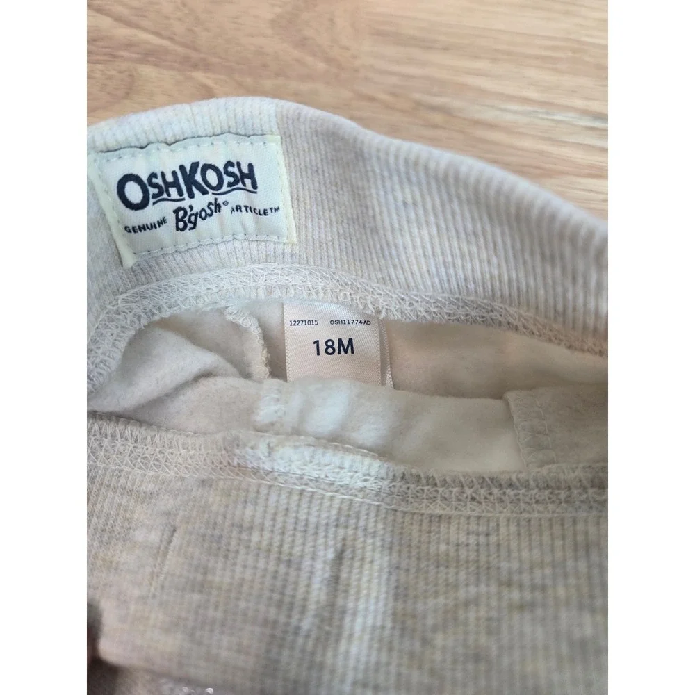 OshKosh B'gosh Baby Girl Oatmeal Heather Shimmer Heart Joggers 18M NWT